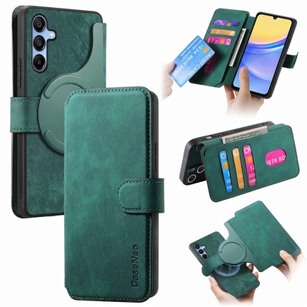 CASENEO MW-03 For Samsung Galaxy A54 5G Case with Detachable Wallet Leather+TPU Phone Cover - Green