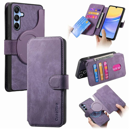 CASENEO MW-03 For Samsung Galaxy A54 5G Case with Detachable Wallet Leather+TPU Phone Cover - Purple