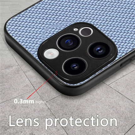For iPhone 15 Pro Max Case Carbon Fiber Texture PU+PC+TPU Phone Cover