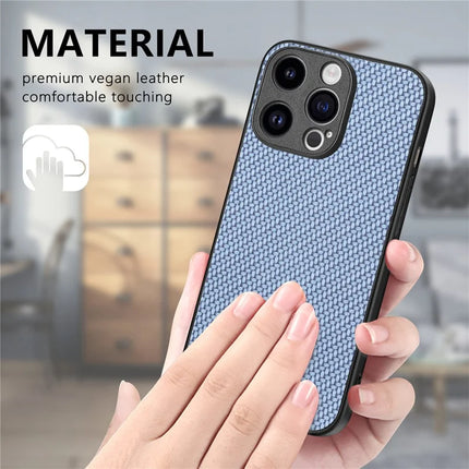 For iPhone 15 Pro Max Case Carbon Fiber Texture PU+PC+TPU Phone Cover