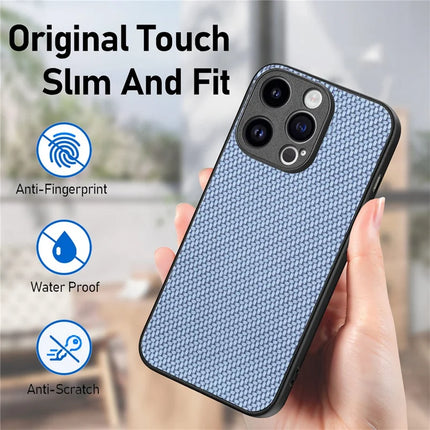 For iPhone 15 Pro Max Case Carbon Fiber Texture PU+PC+TPU Phone Cover
