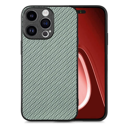 For iPhone 15 Pro Max Case Carbon Fiber Texture PU+PC+TPU Phone Cover - Green