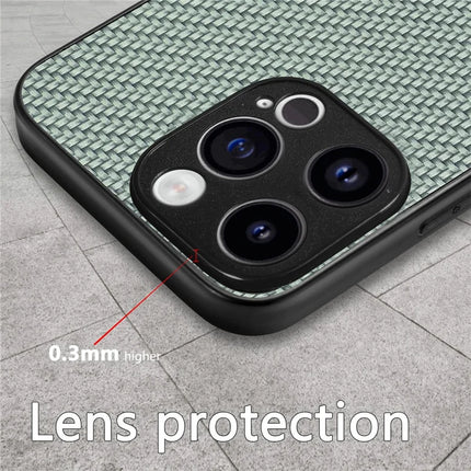 For iPhone 15 Pro Max Case Carbon Fiber Texture PU+PC+TPU Phone Cover