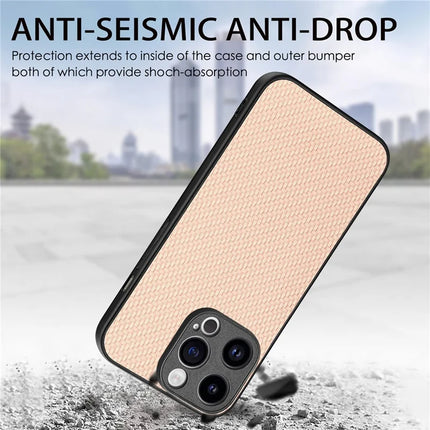 For iPhone 15 Pro Max Case Carbon Fiber Texture PU+PC+TPU Phone Cover