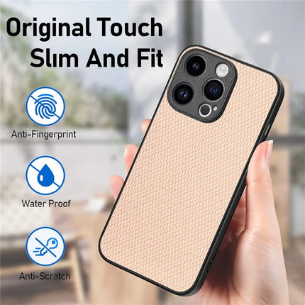 For iPhone 15 Pro Max Case Carbon Fiber Texture PU+PC+TPU Phone Cover