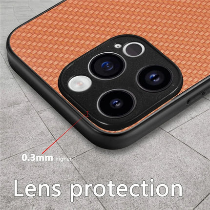 For iPhone 15 Pro Max Case Carbon Fiber Texture PU+PC+TPU Phone Cover