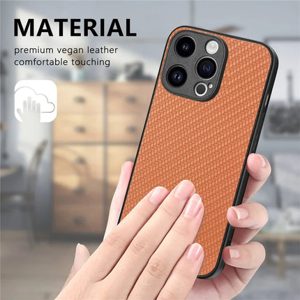 For iPhone 15 Pro Max Case Carbon Fiber Texture PU+PC+TPU Phone Cover