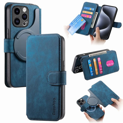 CASENEO MW-03 For iPhone 13 Pro Max Case with Detachable Wallet Leather+TPU Phone Cover - Dark Blue