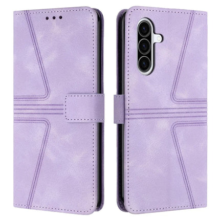 For Samsung Galaxy A26 5G Case Triangle Imprinted Anti-Scratch Phone Wallet Cover - Purple