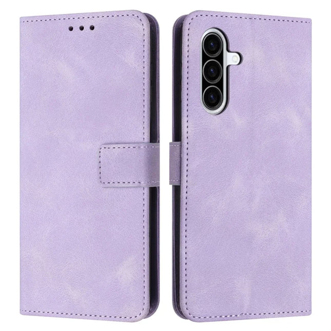 For Samsung Galaxy A26 5G Leather Case Solid Color Wallet Protective Phone Cover - Purple