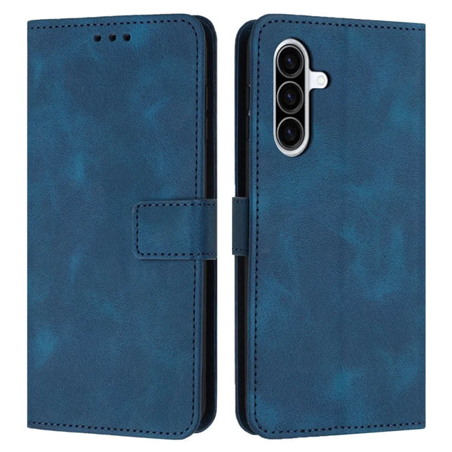 For Samsung Galaxy A26 5G Leather Case Solid Color Wallet Protective Phone Cover - Blue