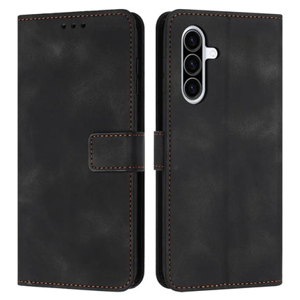 For Samsung Galaxy A26 5G Leather Case Solid Color Wallet Protective Phone Cover - Black