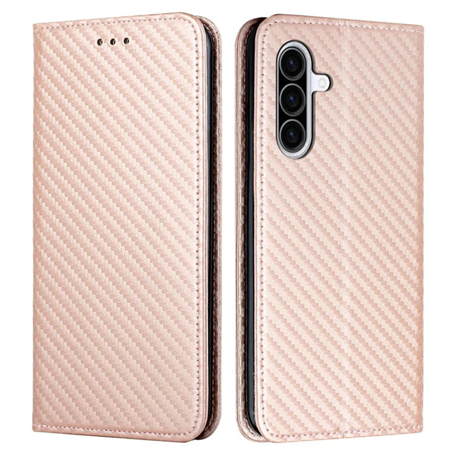 For Samsung Galaxy A26 5G Case Leather Flip Phone Cover Stand Strong Magnetic Closure - Rose Gold