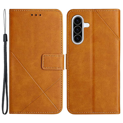 For Samsung Galaxy A26 5G Leather Case Line Pattern Wallet Phone Cover - Yellow