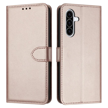 For Samsung Galaxy A26 5G Wallet Phone Case Leather Stand Cover with Strap - Rose Gold