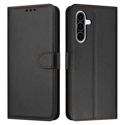 For Samsung Galaxy A26 5G Wallet Phone Case Leather Stand Cover with Strap - Black