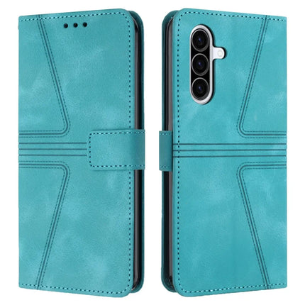 For Samsung Galaxy A56 5G Case Triangle Imprinted Anti-Scratch Phone Wallet Cover - Green