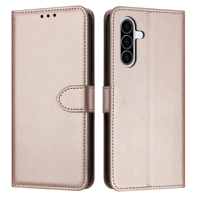 For Samsung Galaxy A56 5G / A36 5G Wallet Phone Case Leather Stand Cover with Strap - Rose Gold