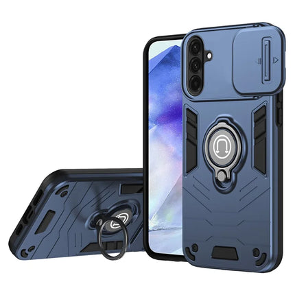 For Samsung Galaxy A56 5G Case Slide Camshield Kickstand PC+TPU Phone Cover - Blue
