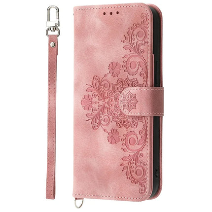 For Google Pixel 9a Case Flower Pattern PU Leather Wallet Phone Cover with Strap