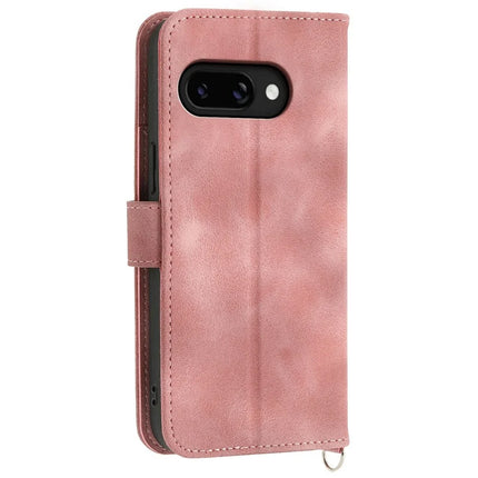 For Google Pixel 9a Case Flower Pattern PU Leather Wallet Phone Cover with Strap