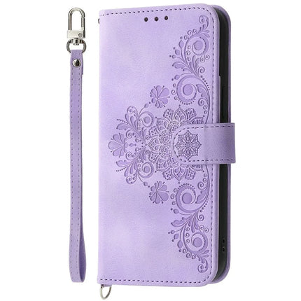 For Google Pixel 9a Case Flower Pattern PU Leather Wallet Phone Cover with Strap