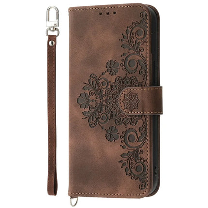 For Google Pixel 9a Case Flower Pattern PU Leather Wallet Phone Cover with Strap