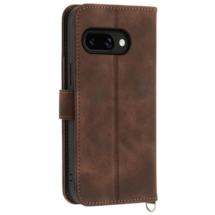 For Google Pixel 9a Case Flower Pattern PU Leather Wallet Phone Cover with Strap