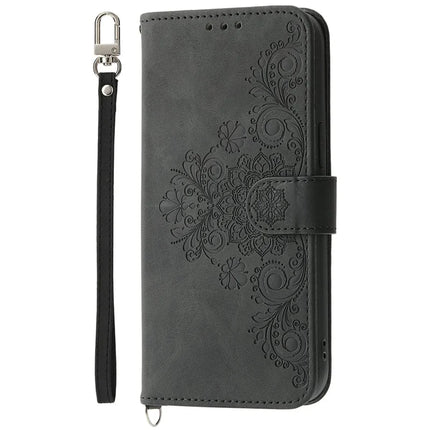 For Google Pixel 9a Case Flower Pattern PU Leather Wallet Phone Cover with Strap