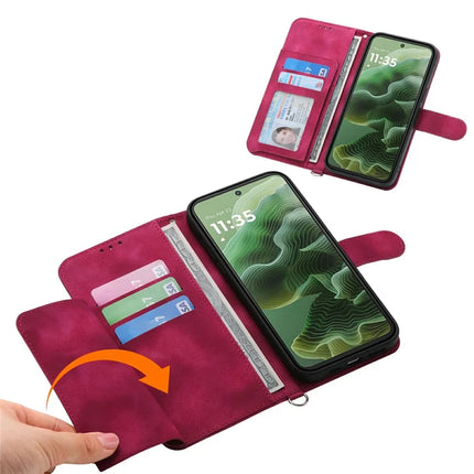 For Motorola Moto G35 5G Case Flower Pattern PU Leather Wallet Phone Cover with Strap