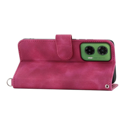 For Motorola Moto G35 5G Case Flower Pattern PU Leather Wallet Phone Cover with Strap