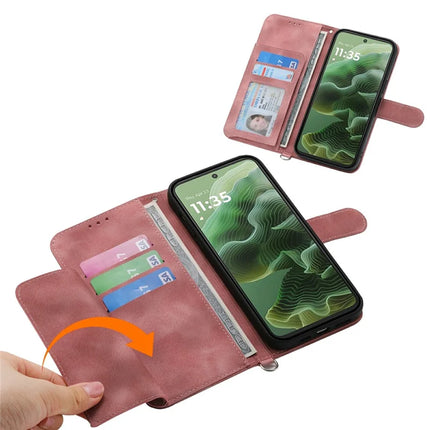 For Motorola Moto G35 5G Case Flower Pattern PU Leather Wallet Phone Cover with Strap