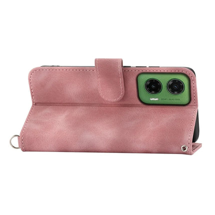 For Motorola Moto G35 5G Case Flower Pattern PU Leather Wallet Phone Cover with Strap