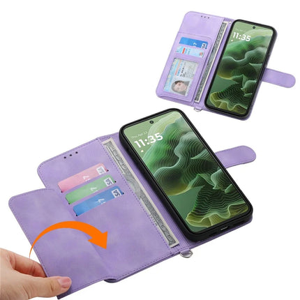 For Motorola Moto G35 5G Case Flower Pattern PU Leather Wallet Phone Cover with Strap