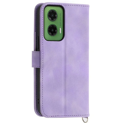 For Motorola Moto G35 5G Case Flower Pattern PU Leather Wallet Phone Cover with Strap