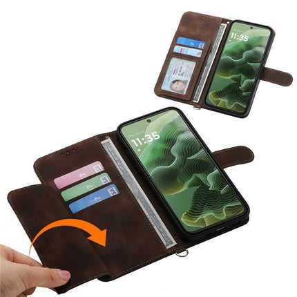 For Motorola Moto G35 5G Case Flower Pattern PU Leather Wallet Phone Cover with Strap