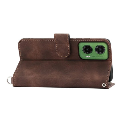 For Motorola Moto G35 5G Case Flower Pattern PU Leather Wallet Phone Cover with Strap