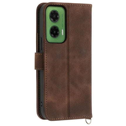 For Motorola Moto G35 5G Case Flower Pattern PU Leather Wallet Phone Cover with Strap