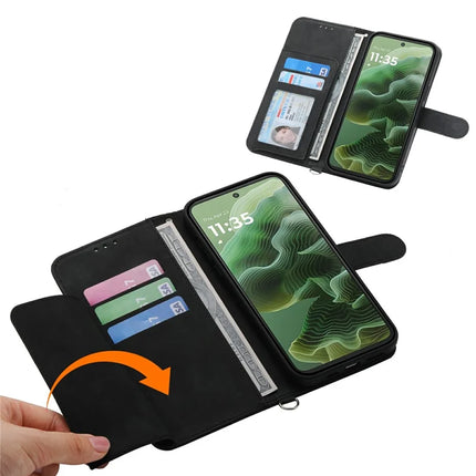 For Motorola Moto G35 5G Case Flower Pattern PU Leather Wallet Phone Cover with Strap