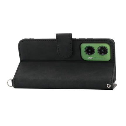 For Motorola Moto G35 5G Case Flower Pattern PU Leather Wallet Phone Cover with Strap