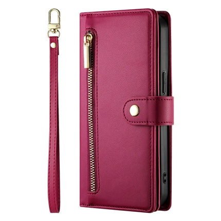 DF-011 For Google Pixel 9a Case Zipper Pocket Wallet Leather Phone Cover with Straps