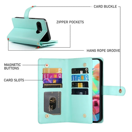 DF-011 For Google Pixel 9a Case Zipper Pocket Wallet Leather Phone Cover with Straps