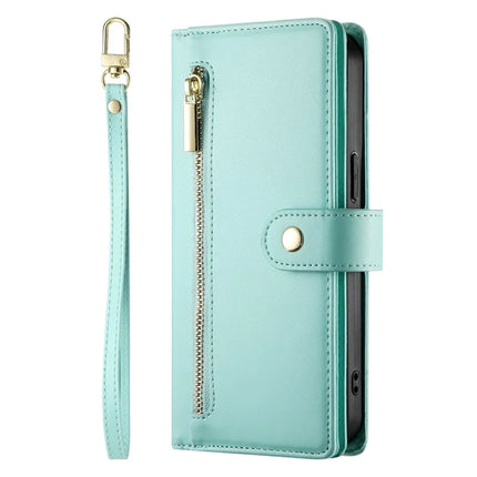 DF-011 For Google Pixel 9a Case Zipper Pocket Wallet Leather Phone Cover with Straps