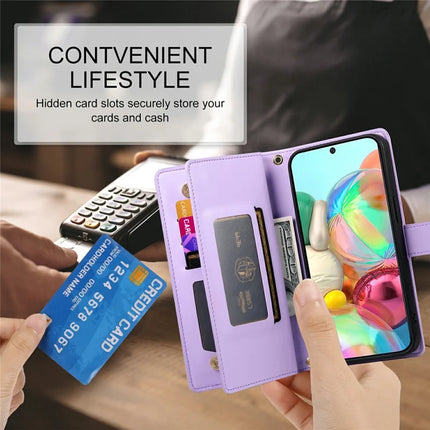 DF-011 For Google Pixel 9a Case Zipper Pocket Wallet Leather Phone Cover with Straps