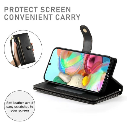 DF-011 For Google Pixel 9a Case Zipper Pocket Wallet Leather Phone Cover with Straps