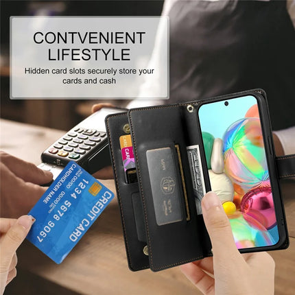 DF-011 For Google Pixel 9a Case Zipper Pocket Wallet Leather Phone Cover with Straps