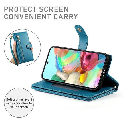 DF-011 For Google Pixel 9a Case Zipper Pocket Wallet Leather Phone Cover with Straps