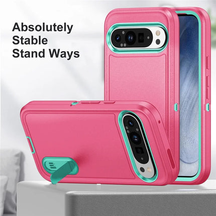 For Google Pixel 9 Pro / Pixel 9 Case Kickstand Phone Cover PC+Silicone+EVA 3-in-1 Design