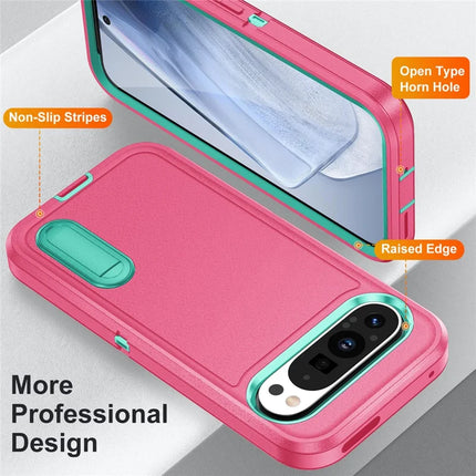 For Google Pixel 9 Pro / Pixel 9 Case Kickstand Phone Cover PC+Silicone+EVA 3-in-1 Design
