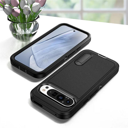 For Google Pixel 9 Pro / Pixel 9 Case Kickstand Phone Cover PC+Silicone+EVA 3-in-1 Design